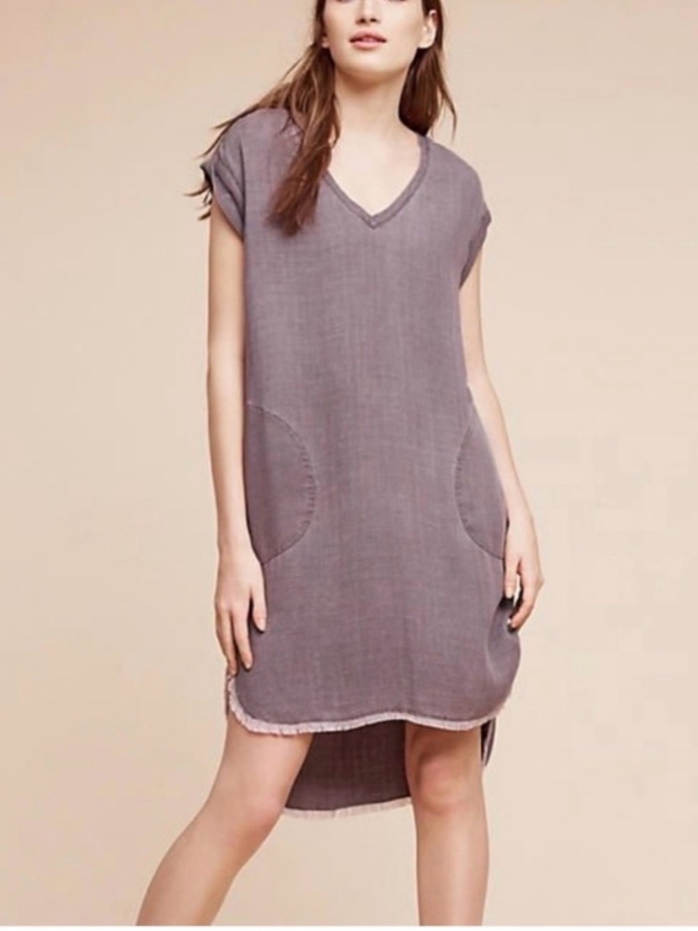 cloth & stone Anthropologie Grey Casual High-Low V-Neck Tunic Dress